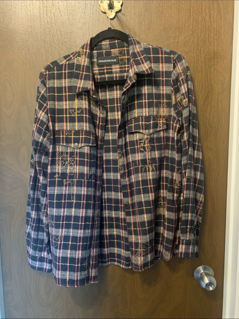 Zadig & Voltaire Men’s Navy Plaid Button-Up Shirt